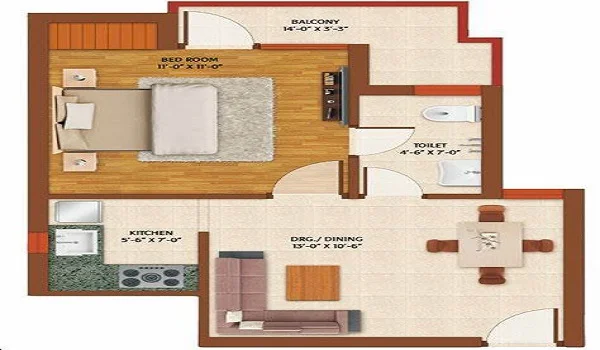 Featured Image of Prestige Gardenia Estate 1 Bhk Apartments Floor Plan