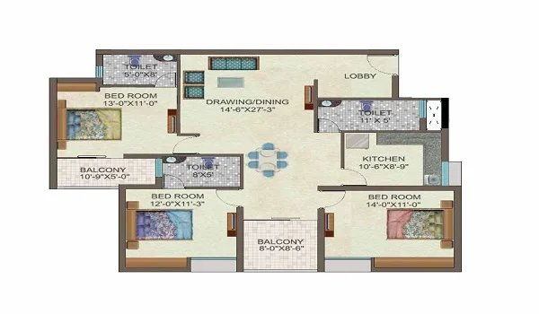 Featured Image of Prestige Gardenia Estate 3 Bhk Apartments Floor Plan